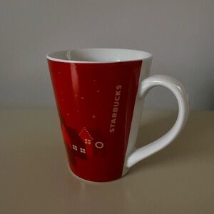 Starbucks Christmas Village 16oz Coffee Mug Red White Ceramic 2013